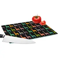KitchenYeah Glazen Snijplank - 28x20 - Regenboog - Giraffe - Meisje - Patronen - Kinderen - Snijplanken Glas
