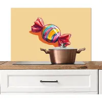 KitchenYeah Spatscherm keuken 90x60 cm - Kookplaat achterwand Geel - Snoep - Kleur - Muurbeschermer - Spatwand fornuis - Hoogwaardig aluminium