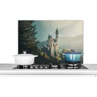KitchenYeah Spatscherm keuken 90x60 cm - Kookplaat achterwand Natuur - Kasteel - Berg - Neuschwanstein - Muurbeschermer - Spatwand fornuis - Hoogwaardig aluminium