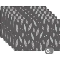 KitchenYeah Placemat - Placemats kunststof - Patronen - Bladeren - Natuur - 45x30 cm - 6 stuks - Hittebestendig - Anti-Slip - Onderlegger - Afneembaar