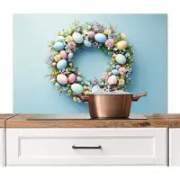 KitchenYeah Spatscherm keuken 100x65 cm - Kookplaat achterwand Krans - Eieren - Bloemen - Muurbeschermer - Spatwand fornuis - Hoogwaardig aluminium