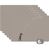 KitchenYeah Placemat - Maan - Man - Vintage - Onderleggers - Tafel - 45x30 cm - 6 stuks