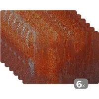 KitchenYeah Placemat - Placemats kunststof - Vintage - Roest - Metaal - 45x30 cm - 6 stuks - Hittebestendig - Anti-Slip - Onderlegger - Afneembaar
