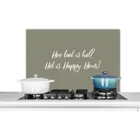 KitchenYeah Spatscherm keuken 80x55 cm - Kookplaat achterwand Spreuken - Hoe laat is het? Het is happy hour! - Quotes - Muurbeschermer - Spatwand fornuis - Hoogwaardig aluminium