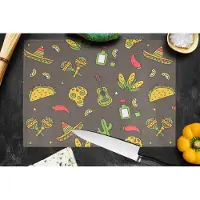 KitchenYeah Glazen Snijplank - 39x28 - Patroon - Mexico - Sombrero - Snijplanken Glas