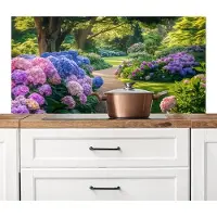 KitchenYeah Spatscherm keuken 120x60 cm - Kookplaat achterwand Hortensia- Park - Pad - Muurbeschermer - Spatwand fornuis - Hoogwaardig aluminium