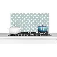 KitchenYeah Spatscherm - Keuken achterwand - Keuken - Patronen - Hart - Groen - Wit - 80x40 cm - Spatwand