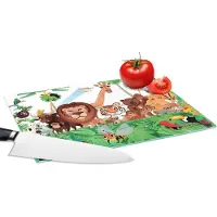 KitchenYeah Glazen Snijplank - 28x20 - Wilde dieren - Jungle - Leeuw - Tijger - Meisjes - Kids - Jongens - Snijplanken Glas