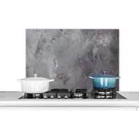 KitchenYeah Spatscherm keuken 90x60 cm - Kookplaat achterwand Beton - Grijs - Retro - Muurbeschermer - Spatwand fornuis - Hoogwaardig aluminium