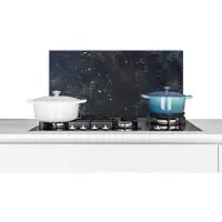 KitchenYeah Spatscherm keuken - Blauw - Zwart - Beton design - Achterwand keuken - Leisteen - Koken - Keuken - 70x30 cm - Keuken decoratie - Spatwand - Aluminium