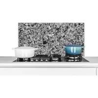 KitchenYeah Spatscherm keuken 80x40 cm - Kookplaat achterwand Grijs - Zwart - Graniet print - Steen - Muurbeschermer - Spatwand fornuis - Hoogwaardig aluminium