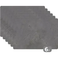 KitchenYeah Placemat - Placemats kunststof - Patronen - Beton - Oud - 45x30 cm - 6 stuks - Hittebestendig - Anti-Slip - Onderlegger - Afneembaar