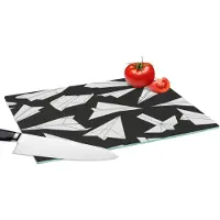 KitchenYeah Glazen Snijplank - 39x28 - Design - Papier - Vliegtuig - Snijplanken Glas