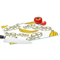 KitchenYeah Glazen Snijplank - 39x28 - Banaan - Patronen - Fruit - Snijplanken Glas