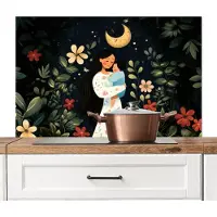 KitchenYeah Spatscherm keuken 100x65 cm - Kookplaat achterwand Moeder - Kind - Kleurrijk - Bloemen - Muurbeschermer - Spatwand fornuis - Hoogwaardig aluminium