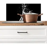 KitchenYeah Spatscherm keuken 70x30 cm - Kookplaat achterwand Champagne - Zwart - Spetters - Popping - Muurbeschermer - Spatwand fornuis - Hoogwaardig aluminium
