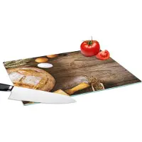 KitchenYeah Glazen Snijplank - 39x28 - Brood - Eieren - Keuken - Snijplanken Glas