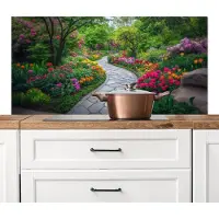 KitchenYeah Spatscherm keuken 120x60 cm - Kookplaat achterwand Park - Bloemen - Tuin - Muurbeschermer - Spatwand fornuis - Hoogwaardig aluminium