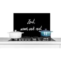 KitchenYeah Spatscherm keuken 70x50 cm - Kookplaat achterwand Quotes - Spreuken - Zout, maar ook zoet - Koken - Muurbeschermer - Spatwand fornuis - Hoogwaardig aluminium