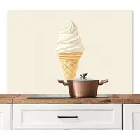 KitchenYeah Spatscherm keuken 120x80 cm - Kookplaat achterwand Softijs - Hoorntje - Wit - Muurbeschermer - Spatwand fornuis - Hoogwaardig aluminium