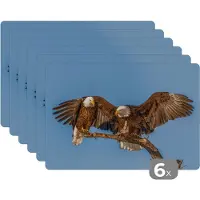 KitchenYeah Placemat - Placemats kunststof - Vogel - Takken - Arend - Roofvogels - Lucht - 45x30 cm - 6 stuks - Hittebestendig - Anti-Slip - Onderlegger - Afneembaar