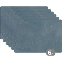 KitchenYeah Placemats - Beton design - Blauw - Vintage - Placemat - Onderleggers placemat - Onderlegger - 6 stuks - 45x30 cm