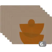KitchenYeah Placemat - Placemats kunststof - Geometrie - Vormen - Geel - Pastel - 45x30 cm - 6 stuks - Hittebestendig - Anti-Slip - Onderlegger - Afneembaar