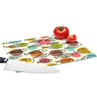 KitchenYeah Glazen Snijplank - 28x20 - Stippen - Vis - Regenboog - Snijplanken Glas