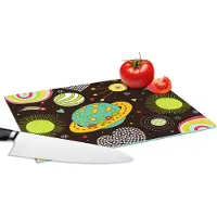 KitchenYeah Glazen Snijplank - 28x20 - Patronen - Ruimte - Planeten - Jongens - Kinderen - Kids - Snijplanken Glas