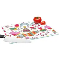 KitchenYeah Glazen Snijplank - 39x28 - Patronen - Winter - Kerst - Snijplanken Glas
