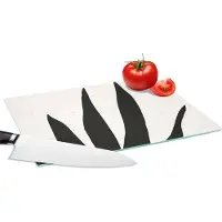 KitchenYeah Glazen Snijplank - 28x20 - Blad - Plant - Minimalisme - Snijplanken Glas