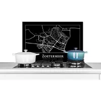KitchenYeah Spatscherm keuken 60x40 cm - Kookplaat achterwand Stadskaart - Kaart - Zoetermeer - Plattegrond - Muurbeschermer - Spatwand fornuis - Hoogwaardig aluminium