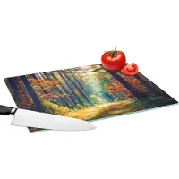 KitchenYeah Glazen Snijplank - 39x28 - Bos - Zon - Natuur - Herfst - Snijplanken Glas