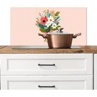 KitchenYeah Spatscherm keuken 80x40 cm - Kookplaat achterwand Boeket - Strikje - Kaartje - Quote - Muurbeschermer - Spatwand fornuis - Hoogwaardig aluminium