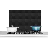 KitchenYeah Spatscherm keuken 90x60 cm - Kookplaat achterwand Tegels - Patronen - Zwart - Muurbeschermer - Spatwand fornuis - Hoogwaardig aluminium
