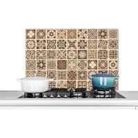 KitchenYeah Spatscherm keuken 80x55 cm - Kookplaat achterwand Design - Bloemen - Bruin - Natuur - Vintage - Muurbeschermer - Spatwand fornuis - Hoogwaardig aluminium