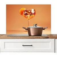 KitchenYeah Spatscherm keuken 80x55 cm - Kookplaat achterwand Drank - Oranje - Glitter - Disco - Muurbeschermer - Spatwand fornuis - Hoogwaardig aluminium