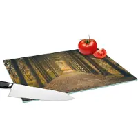 KitchenYeah Glazen Snijplank - 39x28 - Pad - Bomen - Bos - Snijplanken Glas