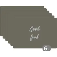KitchenYeah Placemat - Placemats kunststof - Quotes - Spreuken - Eten - Good food - 45x30 cm - 6 stuks - Hittebestendig - Anti-Slip - Onderlegger - Afneembaar