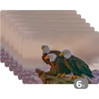 KitchenYeah Placemat - Placemats kunststof - Vogels - Natuur - Roofvogels - Arend - 45x30 cm - 6 stuks - Hittebestendig - Anti-Slip - Onderlegger - Afneembaar