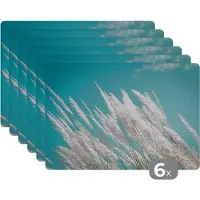 KitchenYeah Placemat - Placemats kunststof - Pampasgras - Plant - Plant - 45x30 cm - 6 stuks - Hittebestendig - Anti-Slip - Onderlegger - Afneembaar
