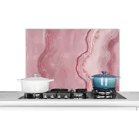 KitchenYeah Spatscherm keuken 90x60 cm - Kookplaat achterwand Rosé - Agaat geode - Stenen - Kristal - Muurbeschermer - Spatwand fornuis - Hoogwaardig aluminium
