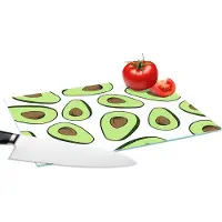 KitchenYeah Glazen Snijplank - 28x20 - Avocado - Patronen - Pastel - Snijplanken Glas