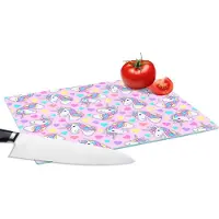 KitchenYeah Glazen Snijplank - 28x20 - Eenhoorn - Regenboog - Patronen - Snijplanken Glas