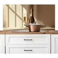 KitchenYeah Spatscherm keuken 120x60 cm - Kookplaat achterwand Champagne - Beige - Schaduw - Bubbels - Muurbeschermer - Spatwand fornuis - Hoogwaardig aluminium