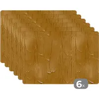 KitchenYeah Placemat - Placemats kunststof - Verf - Patronen - Oker - 45x30 cm - 6 stuks - Hittebestendig - Anti-Slip - Onderlegger - Afneembaar