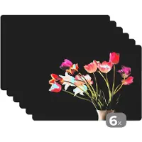 KitchenYeah Placemat - Placemats kunststof - Tulpen - Stilleven - Bloemen - 45x30 cm - 6 stuks - Hittebestendig - Anti-Slip - Onderlegger - Afneembaar