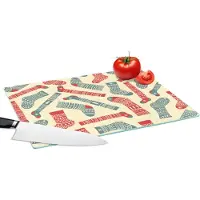 KitchenYeah Glazen Snijplank - 39x28 - Kerst - Sokken - Patronen - Snijplanken Glas