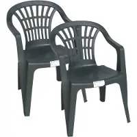 Gerimport Stoel voor buiten/binnen - 6x - tuinstoelen - donkergroen - 50 x 54 x 76 cm - stevig kunststof - Bijzet stoelen
