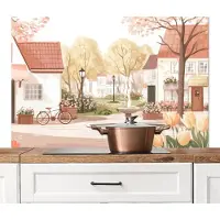 KitchenYeah Spatscherm keuken 120x80 cm - Kookplaat achterwand Dorpsplein - Fontein - Tulpen - Muurbeschermer - Spatwand fornuis - Hoogwaardig aluminium